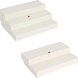 Cupboard Space Saving Shelf, Kitchen Organizer, Ivory/Plastic (3 Step and 2 Step –Combo Set) Pack of 2 Pcs= Size - 29 x 22 x 10 cm-0