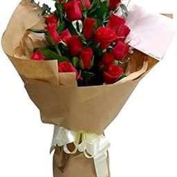 EG2i Classic Fresh 20 Red Rose Flower Floral Bouquet With Green Fillers & Premium Gift Wrapping | Couple Gift for Wedding | Special Bunch Birthday Gift, Valentine's Day| Real Flowers|Same Day Delivery-image-59