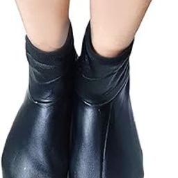 Girl's Wool Faux Leather Socks (Black, Free Size)-picture-24