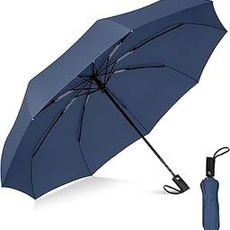 Automatic Open Travel Umbrella With Wind Vent - Large for Men, Women, Girls - Windproof, Big Size for Rain (Blue)-52