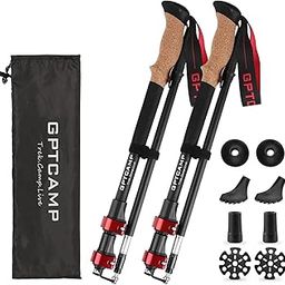 GPTCAMP Walking Sticks,Trekking Poles Collapsible Hiking Poles,Lightweight Folding Travel Walking Sticks for Men Women,2pc Adjustable Hiking Sticks with EVA Foam Grips for Backpacking,Red-image-80