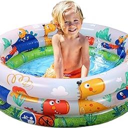 Toyshine Inflatable 3 Rings Baby Bath Tub Swimming Pool Play Centre Toy for Kids - 61 x 61 x 22 Cm-picture-16