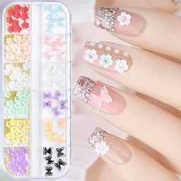S.A.V.I 3D Nail Art Kit - 12 Grids Butterfly & Flowers Metal Balls - DIY Manicure-6