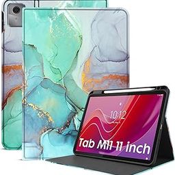 Robustrion Cover Case for Lenovo Tab M11 11 inch Cover, Folio Cover Case with [Pencil Holder] [Auto Sleep Wake] for Lenovo Tab M11 Tablet Cover - Marble Green-12