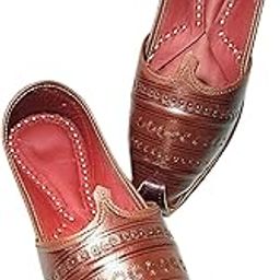 Handmade Design Breathable Brown Rajasthani Jutti Ethnic Shoes Slip on | Leather Khussa Jutti for Men-image-5