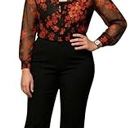 Fashion Frenzee Black Organza Floral Print 3-Piece Coord Set for Women Elegant Sheer Top with Inner & Pant Party & Office Wear Ensemble-picture-13