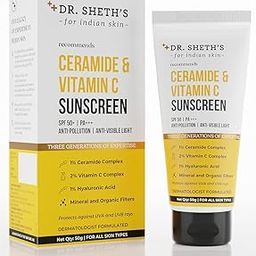 Dr. Sheth's Ceramide & Vitamin C Sunscreen | SPF 50+ Pa+++ | In-Vivo Tested | For Bright Skin & Healthy Glow | Non-Greasy, Quick-Absorbing, No White Cast | UVA/B & Bluelight Protection | For Men & Women | For All Skin Type | 50 g-12