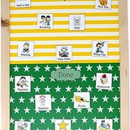 The Rosette Imprint Magnetic Chore Chart - Kids Responsibility and Daily Activity Planner - Yellow Green Design-16