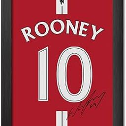 TenorArts Wayne Rooney Poster Frame Manchester United Jersey Laminated Photo Print with Signature Framed Painting with Matt Finish Black Texture (12 inches x 9inches)-image-22