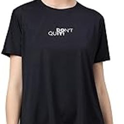 Tees for Women | Polyester Dry Fit Textured Tshirts | Gym Wear Workout Tops with Quick Drying Technology - Black | Dont Quit SLV-image-62