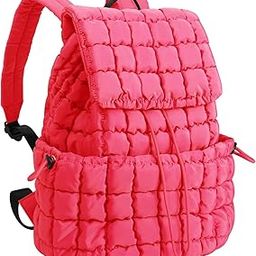 Quilted Puffer Backpack for Women, Nylon Puffy Casual Girls Womens Backpack, Lightweight Hiking Gym Daypack Preppy Travel Bag with Adjustable Top Flap Drawstring-image-93