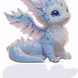 Baipisan Dargon Diamond Painting Ornaments Kits for Adults, Tabletop Special Shaped Rhinestone Desk Placement Ornament,5D Rainbow Unicorn Diamond Art Ornaments Kits for Beginners,Crystal Diamonds-image-59