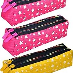 Pencil Pouch | Rexine Stationary Pouch | Pencil Utility Pouch | School Pencil Case for Kids | Pen-Pencil Box for Kids | 2 Zipper Pencil Organizer | Star Pencil Pouch | Pack of 3 | Multi-image-92