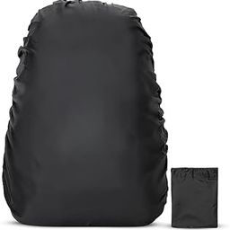 Waterproof Dustproof Backpack Rain Cover, Elastic Adjustable, 45L-60L Capacity, with Pouch, Black-image-32