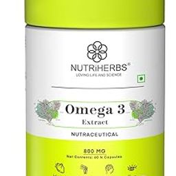 NUTRiHERBS Omega 3 800mg Capsules | Plant-Based DHA & EPA Supplement for Heart, Joint, Eye Health | Omega 3 Fatty Acids for Brain Support, Skin Wellness | for Men & Women (60 Capsules)-image-5
