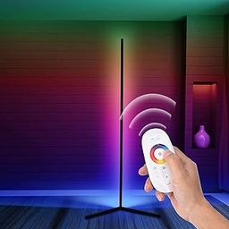JUVIW LED Corner Floor Lamp, RGB Color Changing Light with Bluetooth App and Remote Control, 146CM LEDs Modern Atmosphere Standing LED Floor Lamps for Living Room Bedroom Home Decoration || Multicolor-4
