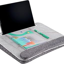 Kemendra Wood Portable Lap Laptop Desk With Pillow Cushion, Fits Up To 15.6 Inch Laptop, With Anti-Slip Strip & Storage Function Home Students Use As Computer Laptop Stand, Book Tablet (Classic)-31