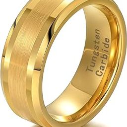 Tungsten Rings for Men Mens Wedding Bands for Him Groove Ring Carbide Blue Line 8mm Engagement Promise Size 8-13-image-13