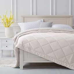 CULTIVER Lightweight Summer Comforter Reversible Microfibre Soft Cozy Quilt Blanket Dohar (60x90 Inches, Beige)-image-5