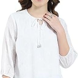 Women's Regular Fit Self Designed Round Neck Top | 3/4 Sleeve | Casual Wear | Stylish & Comfortable | Everyday Wear Top for Women-image-14