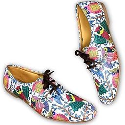 Printed Casual Shoes for Women - Vegan Leather - Stylish Lace up Oxfords - Comfortable Footwear - Fashion Shoes - Lightweight & Slip-Resistant - Mudita Bhil Art Design-image-67