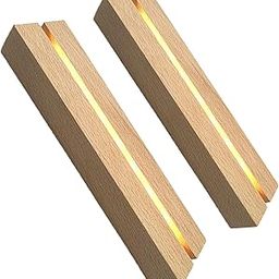 SNOOGG Sagwan Wood LED Light Display Crystal Wood Illuminated Stand Art Light Lamp, Wooden LED Table Lamp for Home 3D Glass Resin Art. Warm White Light (16 INCH)-28