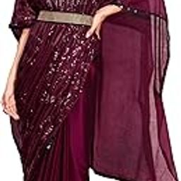 Women's Sequinns Embellished Crepe Kaftan Saree With Un-stitched blouse-28