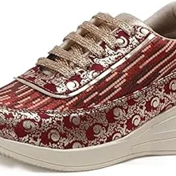 vendoz Women Wedding & Party High Heel Sneakers I Cushioned Insole I Glittery & Embellished Bridal Wear I Lightweight and Stylish Shoes for Girls CNV7053-picture-5