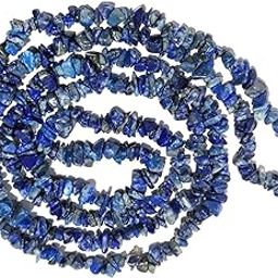Natural Lapis Lazuli Mala/Necklace Crystal Stone Chip Bead Mala for Reiki Healing and Crystal Healing Stons (Color : Blue)-image-86