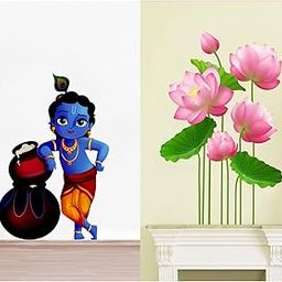 MERICAL Set of 2 Wall Stickers Makhanchor | Lotus Flowers for Home, Hall, Bedroom, Livingroom & Kitchen-image-90