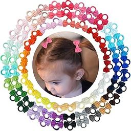 Girls Clubs Hair Bows for Girls Toddler Hair Ties | Bow Rubber Bands Ponytail Holders | Elastics Pigtail Bows Hair Accessories for Women's Girls & Babies (Random Desings, Pack of 40 Pairs)-image-77