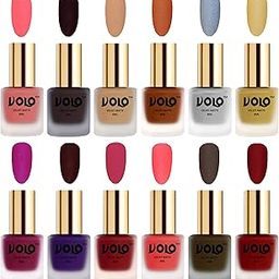 Volo Velvet Dull Matte Bold Colors Nail Polish Combo in Wholesale Rate(Dark Peach, Dark Wine, Skin Nude, Metallic Coral, Metallic Silver, Metallic Golden, Carrot Red 96 ml) Pack of 12-image-72