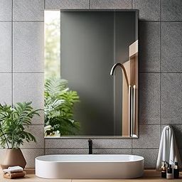 Germa Sanitarywares Rectangular Wall Mounted Frameless Mirror with Beveled Edges/Wall Mirror for Bathroom/Living Room/Bed Room/Dressing Room (18x24inch)-18