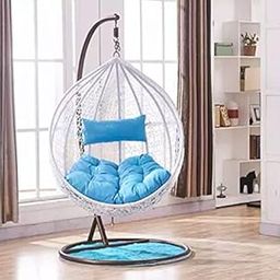 City Outdoor Furniture_Single Seater Swing Chair with Stand & Cushion & Hook Outdoor || Indoor || Balcony || Garden || Living _(White, Sky Blue Cushion) Hammock Adult Swing Chair-image-26
