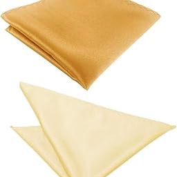 Style Along Badge Golden And Cream Premium Mens Solid Micro Fiber Silk Satin Pocket Square Wedding Handkerchiefs- Pack of 2-image-83