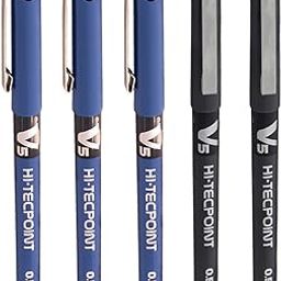 Pilot Hi-Tecpoint V5 0.5mm Extra Fine Point Pure Liquid Ink Roller Ball Pen | Pack Of 5 (3 Blue + 2 Black)-picture-14