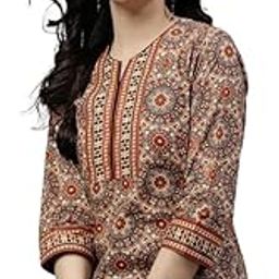 Womens Viscose Rayon Badmeri Ajarakh Printed Straight Short Kurti-picture-17