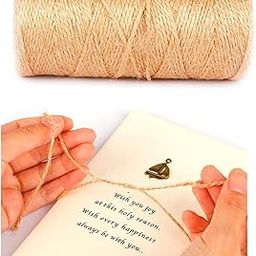 Zkenshan-Natural Jute Twine 100M Jute Twine Burlap String Hemp Rope Cords Thread for Party Wedding Gift Wrapping DIY Scrapbooking Florists Craft, Natural Jute Fiber-image-35