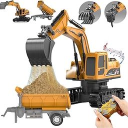 RareFind trove 1:22 11 -Channel Metal RC Excavator - JCB Remote Control Construction Toy Vehicle with Lights, Sounds, and 360° Rotation, for Kids Ages 6-12,Yellow-29