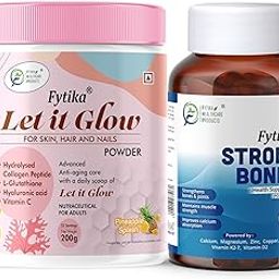Fytika Let it Glow Pineapple, Collagen Powder-200G + Fytika Strong bones with Calcium and Vitamin D2-60 Tabs-picture-8
