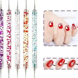 LUOSHI 5pcs Nail Dotting Pen Nail Art Pens Nail Polish Manicure Puncture Set Creative Nail Dotting Pen Puncture Tool Set for Nail Art Rhinestone,Point Work-image-42