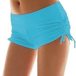 Classical Women's Swim Boardshorts Beach Bikini Bottoms with Adjustable Ties 7 Color XS-XXL-image-68