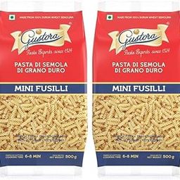 Gustora Mini Fusilli Pasta Combo Pack Of 2 I Durum Wheat Semolina I Rich In Protein & Fibre I Zero Cholesterol I Cooking Time 10 Min I Vegetarian Pasta - (500 Gm X 2)-image-2