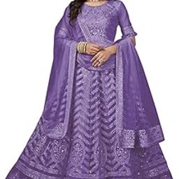 Women's Net Embroidered Semi-Stitched Gown Kajal Gown-New-21