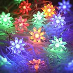 One94Store Double Silicone Flower String Light 14 LED 3 Meter Lotus Fairy Light for Home Decoration, Indoor Outdoor Decoration Waterproof Flower Light for Diwali, Christmas (Multicolor, Plug-in)-2