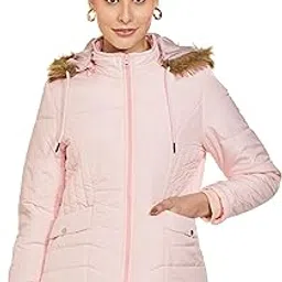 qube by fort collins Women's Medium-Length Polyester Bomber Jacket with Detachable Hood Stylish Winterwear for All-Day Comfort-picture-18