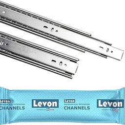 Levon Stainless Steel Telescopic Drawer Slide Channel 18 Inch with Ball Bearing Mechanism, Full Extension, Silver Finish-image-67