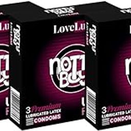NOTTY BOY LoveLust Ultra Ribbed Textured Condom For Men, Lubricated | Natural Latex, Dispose Pouches Included -9 count (Pack of 3)-70