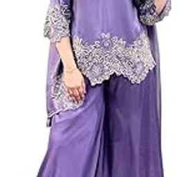Women;s Georgette Embroidered Kurta with Plazzo and Dupatta Set-image-65