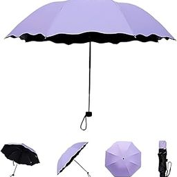 Magic Umbrella Changing Secret Blossoms Occur with Water Magic Print 3 Fold Umbrella For Women Men And Children Umbrella Flower Print Sun And Rain (purple)-39
